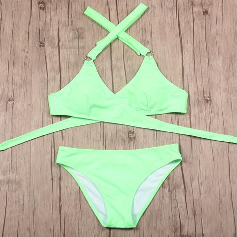 Criss Cross Bikini Brazilian  Push Up Swimwear Bikini Set