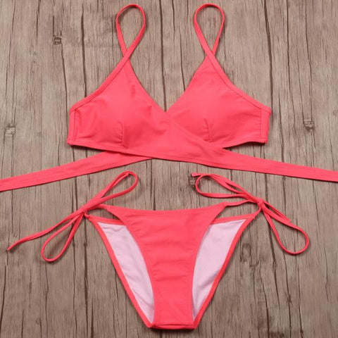 Criss Cross Bikini Brazilian  Push Up Swimwear Bikini Set