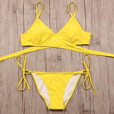 Criss Cross Bikini Brazilian  Push Up Swimwear Bikini Set