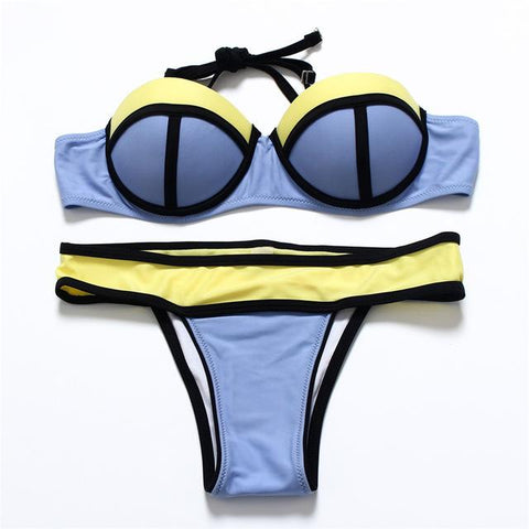 Patchwork  Push Up Bikini Set