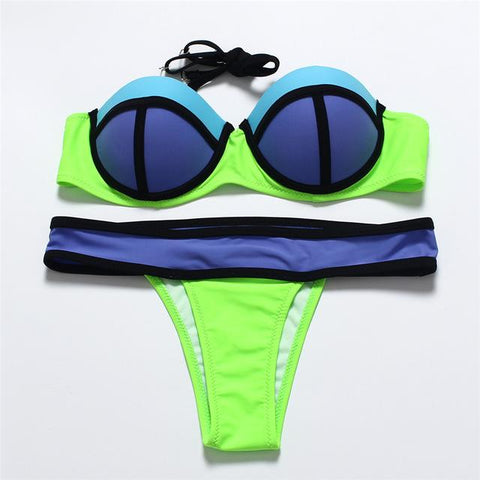 Patchwork  Push Up Bikini Set