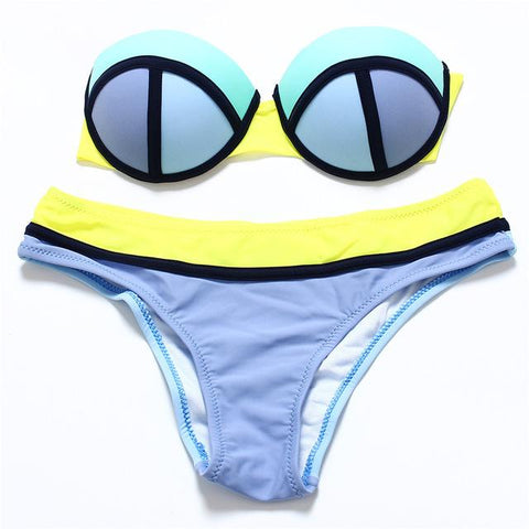 Patchwork  Push Up Bikini Set