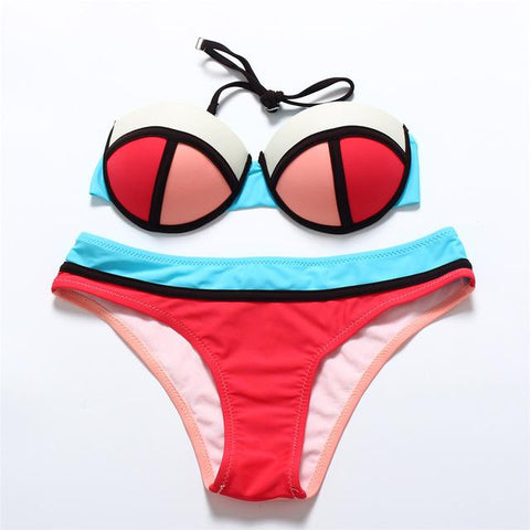 Patchwork  Push Up Bikini Set