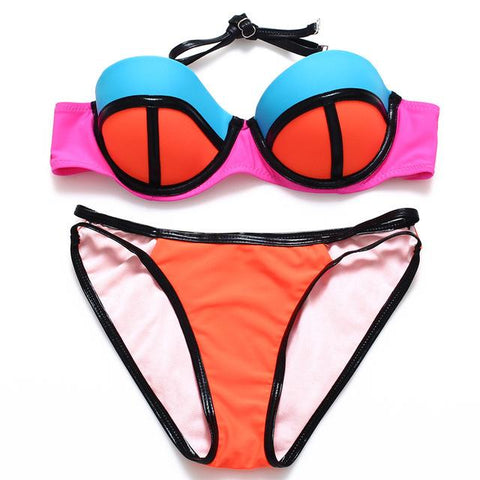 Patchwork  Push Up Bikini Set