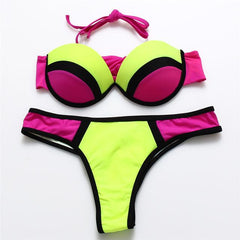 Patchwork  Push Up Bikini Set