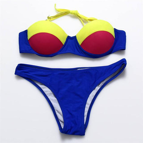 Patchwork  Push Up Bikini Set
