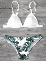 Sexy BrazilianCami Palm Leaf Print   Bikini Set