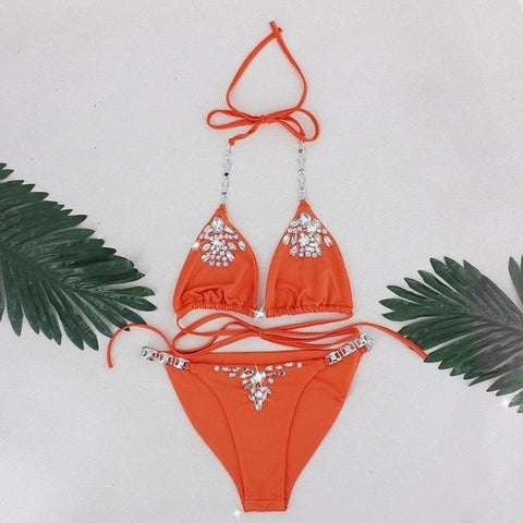 Two-Pieces Swimwear Solid Sleeveless Bodysuits Hollow Out Bikini Suit