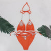 Image of Two-Pieces Swimwear Solid Sleeveless Bodysuits Hollow Out Bikini Suit