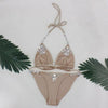 Image of Two-Pieces Swimwear Solid Sleeveless Bodysuits Hollow Out Bikini Suit
