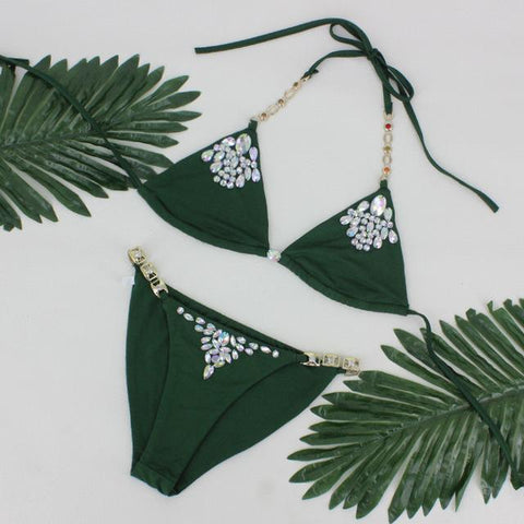Two-Pieces Swimwear Solid Sleeveless Bodysuits Hollow Out Bikini Suit