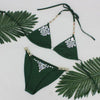Image of Two-Pieces Swimwear Solid Sleeveless Bodysuits Hollow Out Bikini Suit