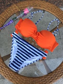 2018 Striped Sexy Patchwork Retro Bikini Set