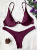Image of Low Waisted Underwired Plunge  Push Up Bikini Set