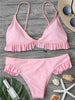 Image of Ruffle Padded Plunge  Push Up Bikini Set