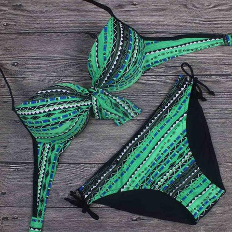 Tribal Floral Diamonds Stripe Bathing Suit