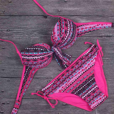 Tribal Floral Diamonds Stripe Bathing Suit
