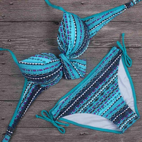 Tribal Floral Diamonds Stripe Bathing Suit
