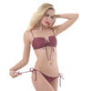 Image of Solid Color Split Strap Steel plate with chest pad gather bikini set