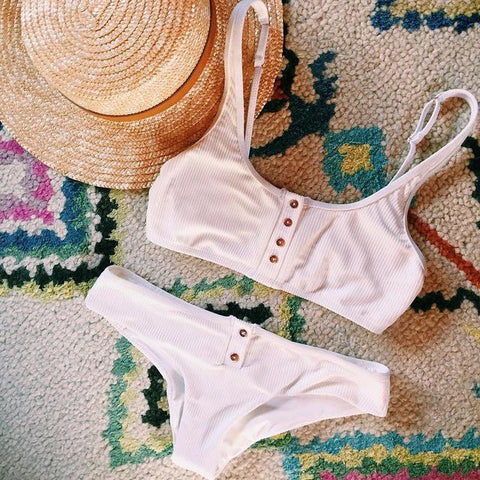 White Push Up Bikini Set