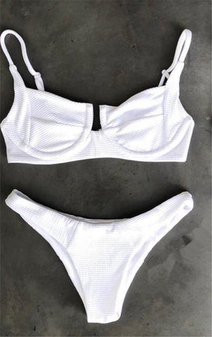 White Push Up Bikini Set