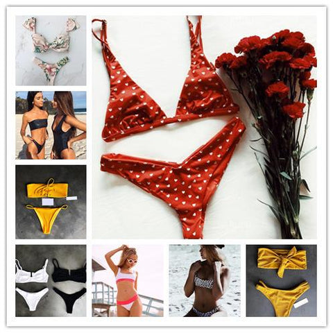 One-Word Neck Brazilian Bikini Set